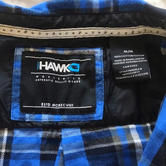 Tony Hawk Boys Med Blue Plaid Button Flannel Shirt - Picture 5 of 5